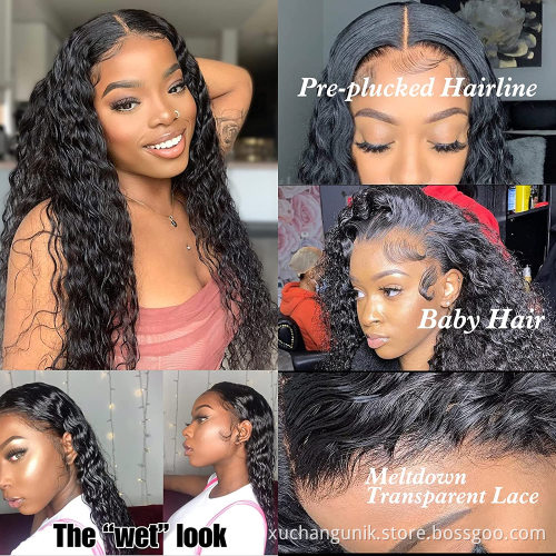 Uniky Unprocessed Brazilian Human Hair HD Full Lace Wig Vendors Water Wave Cuticle Aligned 100% Virgin Hair Wigs For Black Women